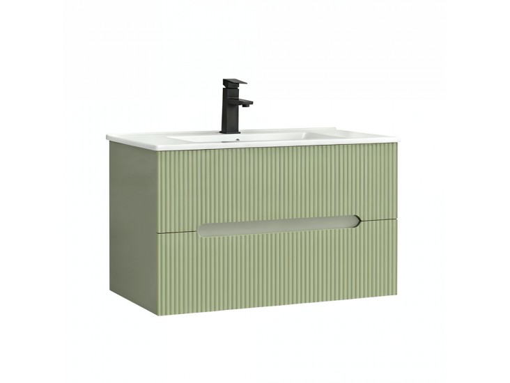 Trent 80 alsó fürdőszobabútor kerámia mosdóval (2 fiókos) zöld-világoszöld