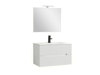 Trent Fürdőszobabútor 80 cm kerámia mosdóval (2 fiókos) tükörrel 60x80 cm fehér