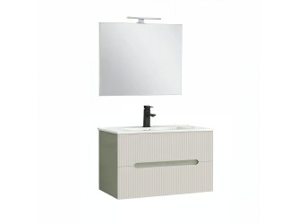 Trent Fürdőszobabútor 80 cm kerámia mosdóval (2 fiókos) tükörrel 60x80 cm zöld-fehér