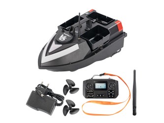 Etetőhajó V6 GPS 3 tartályos hátra és oldalkidobós fekete