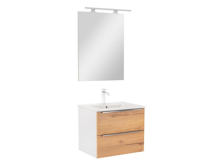 Vario Trim 60 komplett fürdőszoba bútor fehér-tölgy
