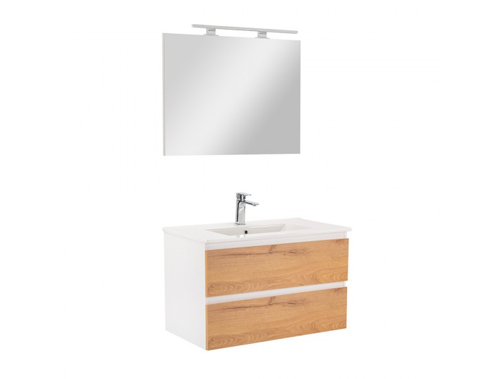 Vario Forte 80 komplett fürdőszoba bútor fehér-tölgy