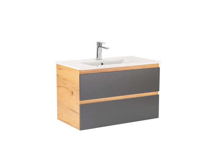 Vario Forte 80 alsó szekrény mosdóval tölgy-antracit