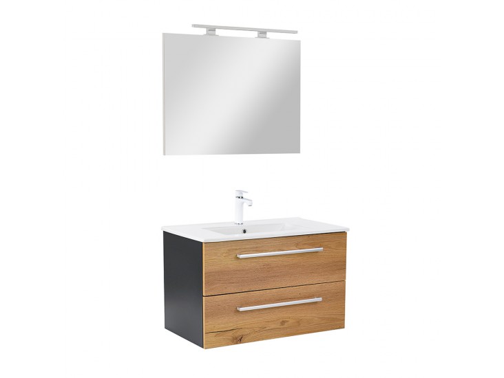 Vario Clam 80 komplett fürdőszoba bútor antracit-tölgy