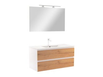 Vario Forte 100 komplett fürdőszoba bútor fehér-tölgy