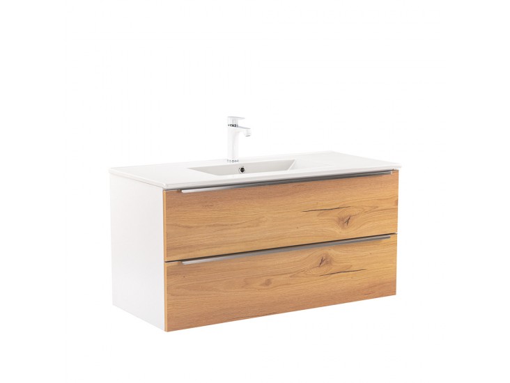 Vario Trim 100 alsó szekrény mosdóval fehér-tölgy