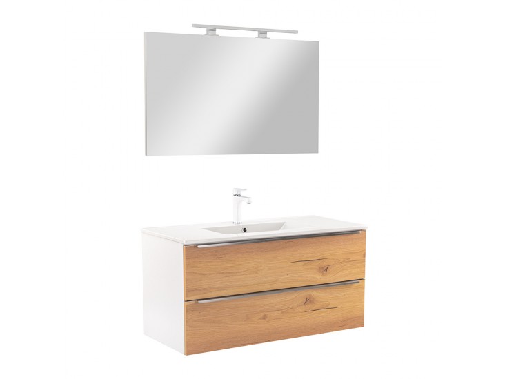 Vario Trim 100 komplett fürdőszoba bútor fehér-tölgy