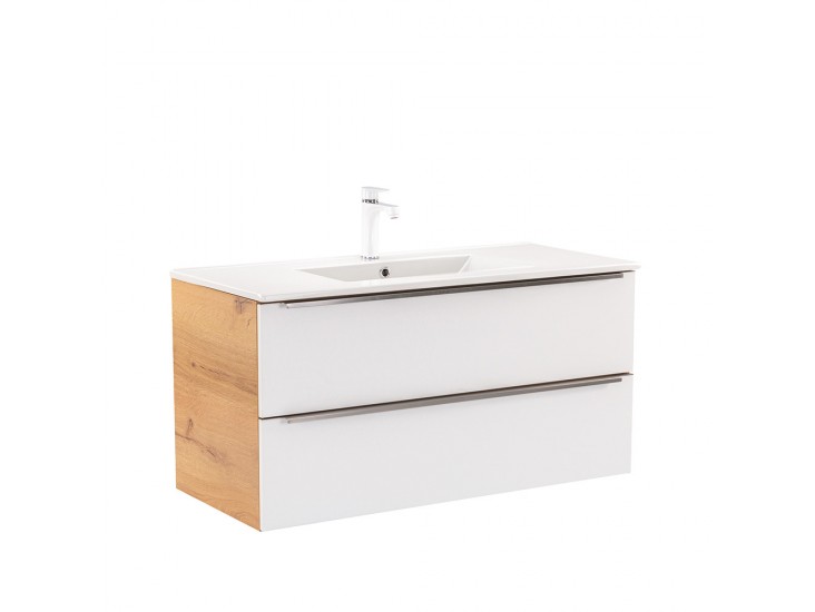 Vario Trim 100 alsó szekrény mosdóval tölgy-fehér