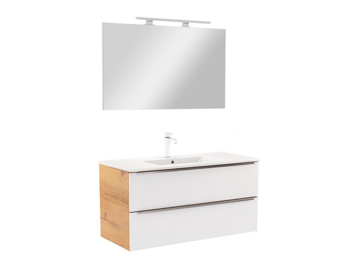 Vario Trim 100 komplett fürdőszoba bútor tölgy-fehér