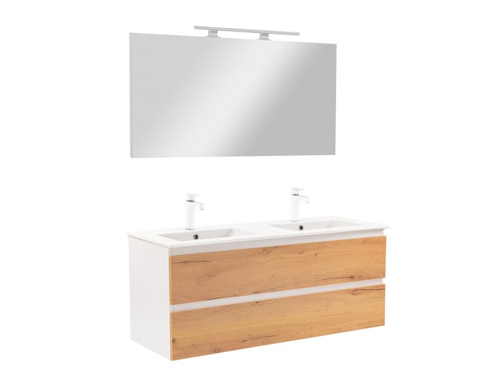 Vario Forte 120 komplett fürdőszoba bútor fehér-tölgy