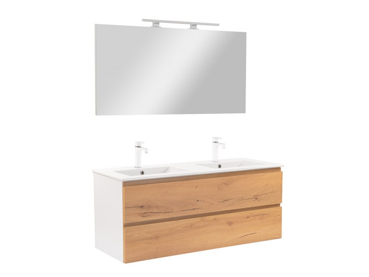 Vario Pull 120 komplett fürdőszoba bútor fehér-tölgy