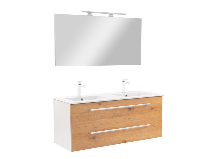 Vario Clam 120 komplett fürdőszoba bútor fehér-tölgy