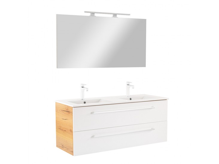 Vario Clam 120 komplett fürdőszoba bútor tölgy-fehér