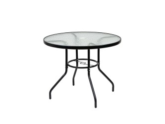 Ordino fémvázas üveg kerti asztal fekete