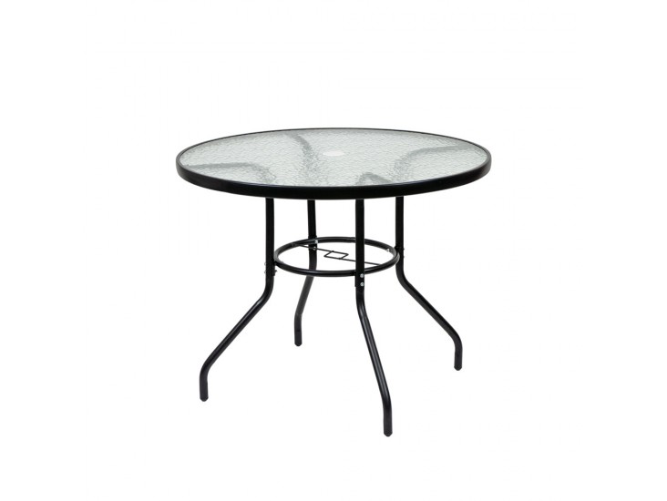 Ordino fémvázas üveg kerti asztal fekete