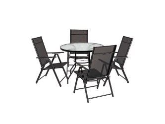 Tessa 4+1 kerti bútor garnitúra szett fekete