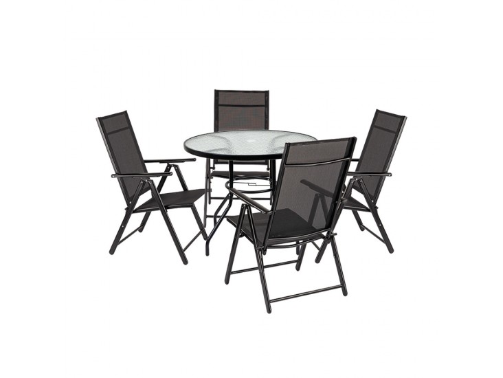 Tessa 4+1 kerti bútor garnitúra szett fekete
