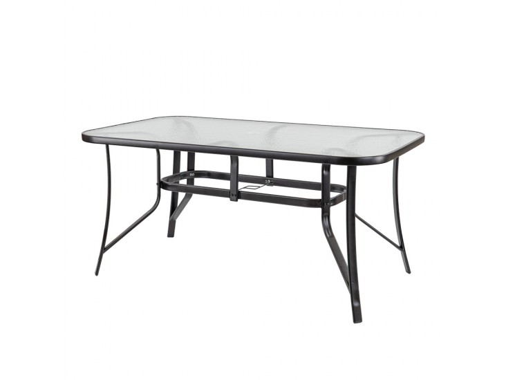 Canillo fémvázas üveg kerti asztal fekete