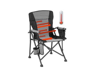Leziter Premium fűthető karfás horgász szék pohártartóval szürke