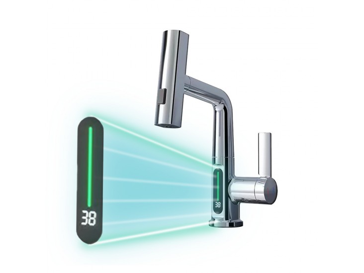 Mara mosogató csaptelep multifunkciós fejjel digitális kijelzővel króm